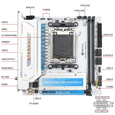 SOYO Eternal B650ITX  Motherboard Dual Channel DDR5 AM5 Socket (Supports Ryzen 9600X CPU) PCIE16x5.0 AGRB WiFi 6 AMD Mainboard