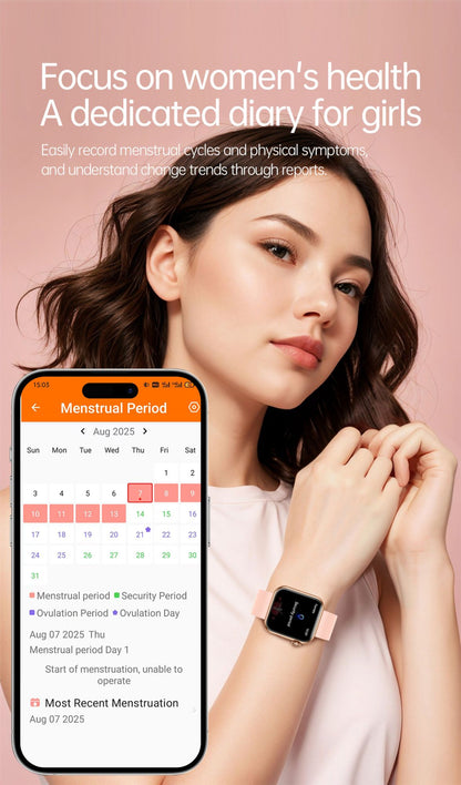 2025 Novo Smartwatch Feminino de LED com IA, Diagnóstico Inteligente, Monitor de Saúde HRV+PPG, Pressão Arterial, Oxigênio no Sangue, IP68, NFC?