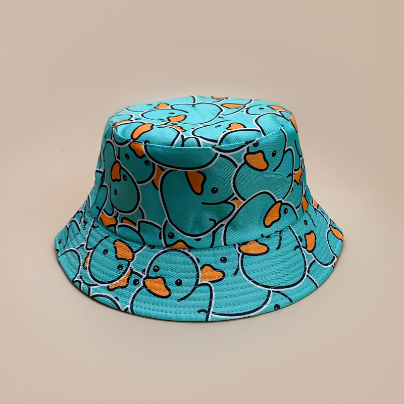 Cartoon Yellow Duck Bucket Hats New Unisex Cute Sunshade Double Sided Wearable Fashion Casual Versatile Outdoor Fisherman Caps