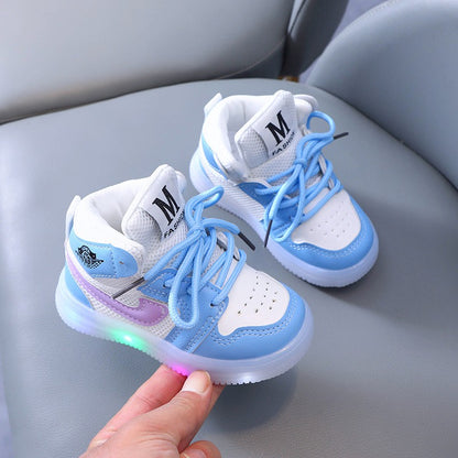 Children Shoe Spring and Autumn Boys Girls Lighted Sneakers Glowing Shoe Soft Soled Breathable Casual Infant Toddler Shoes