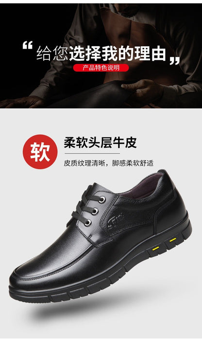 Hot Sale Men Genuine Leather Casual Shoes Soft Sole Lace-up Luxury Brand Middle-aged Old Man Dad Lightweight Loafers Shoes