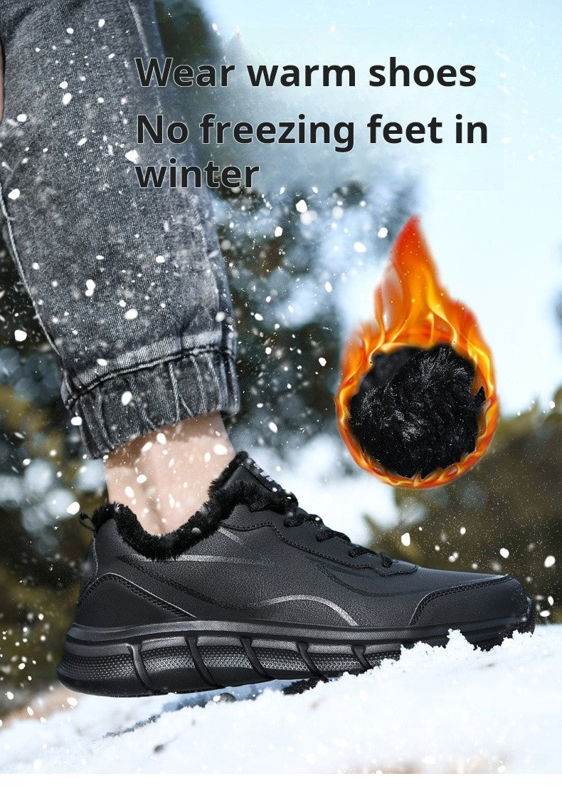 Tênis Masculino de Inverno Quente com Forro de Lã Confortável Impermeável Tamanhos Extras 46 47 48 Calçado Esportivo Casual Zapatillas Hombre