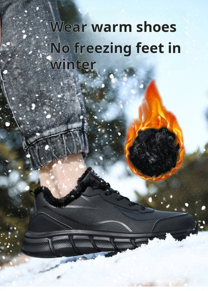 Tênis Masculino de Inverno Quente com Forro de Lã Confortável Impermeável Tamanhos Extras 46 47 48 Calçado Esportivo Casual Zapatillas Hombre