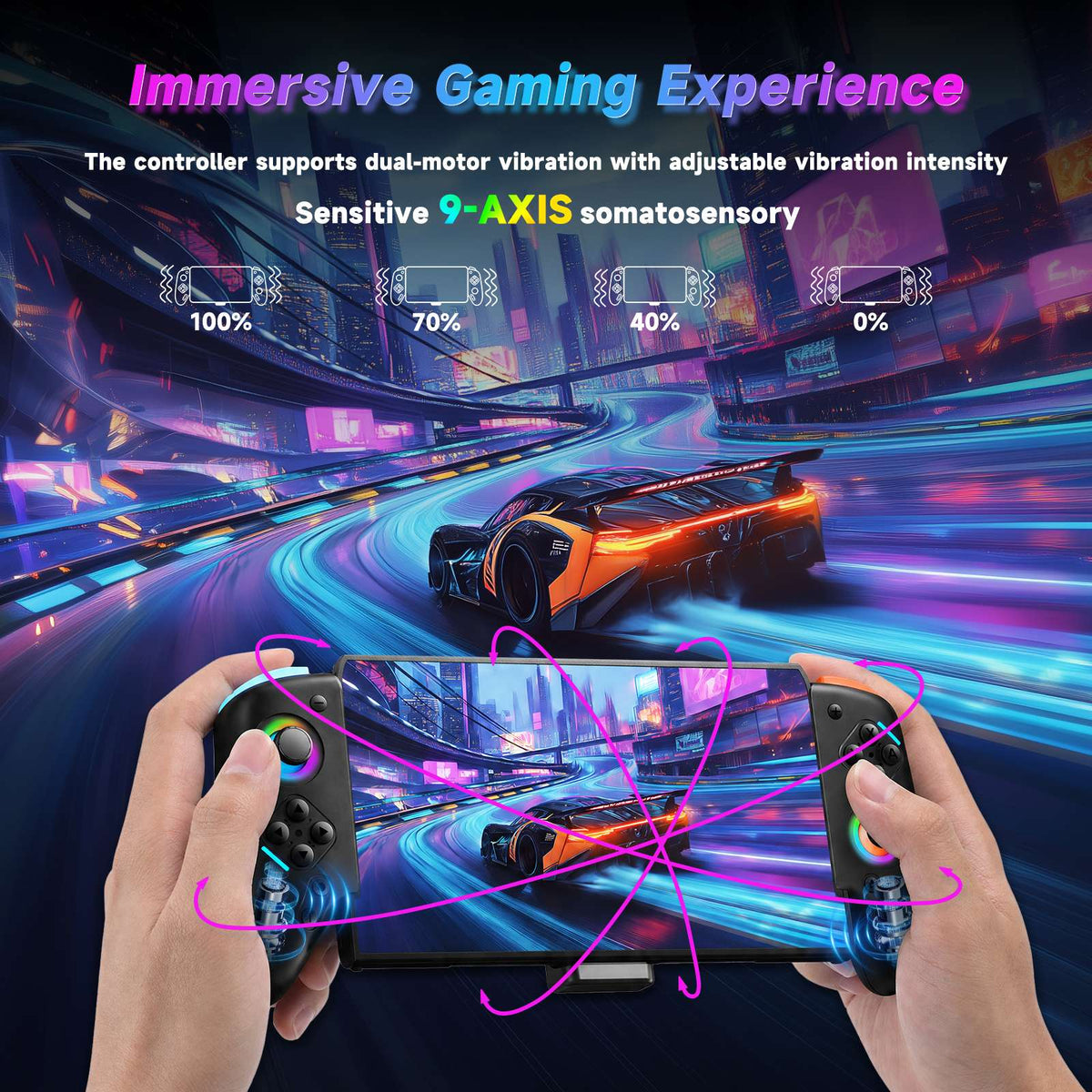 Controller For Nintendo Switch 2 RGB Wired Joy-Controller 9-Axis Gyro Sensor Joypad Turbo Programable Game Pad Joystick