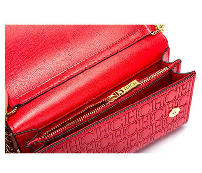 CHCH Women's Shoulder Bag New Magnetic Flip Chain Bag Brown Small Square Bag Wallet