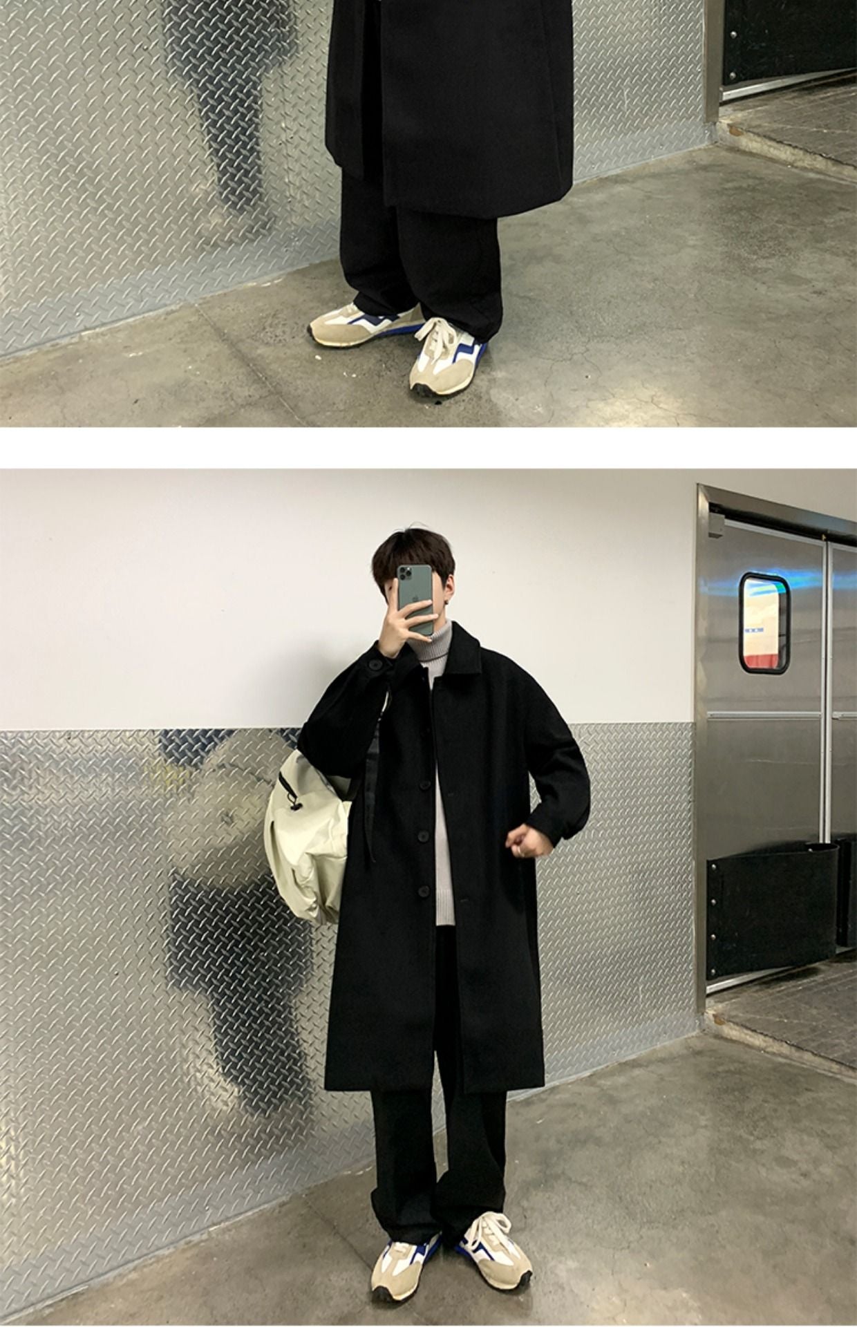 Blends Men X-long Autumn Winter Korean Style Trendy Loose Overcoats Solid Handsome All-match College Harajuku Clothing Mid-calf