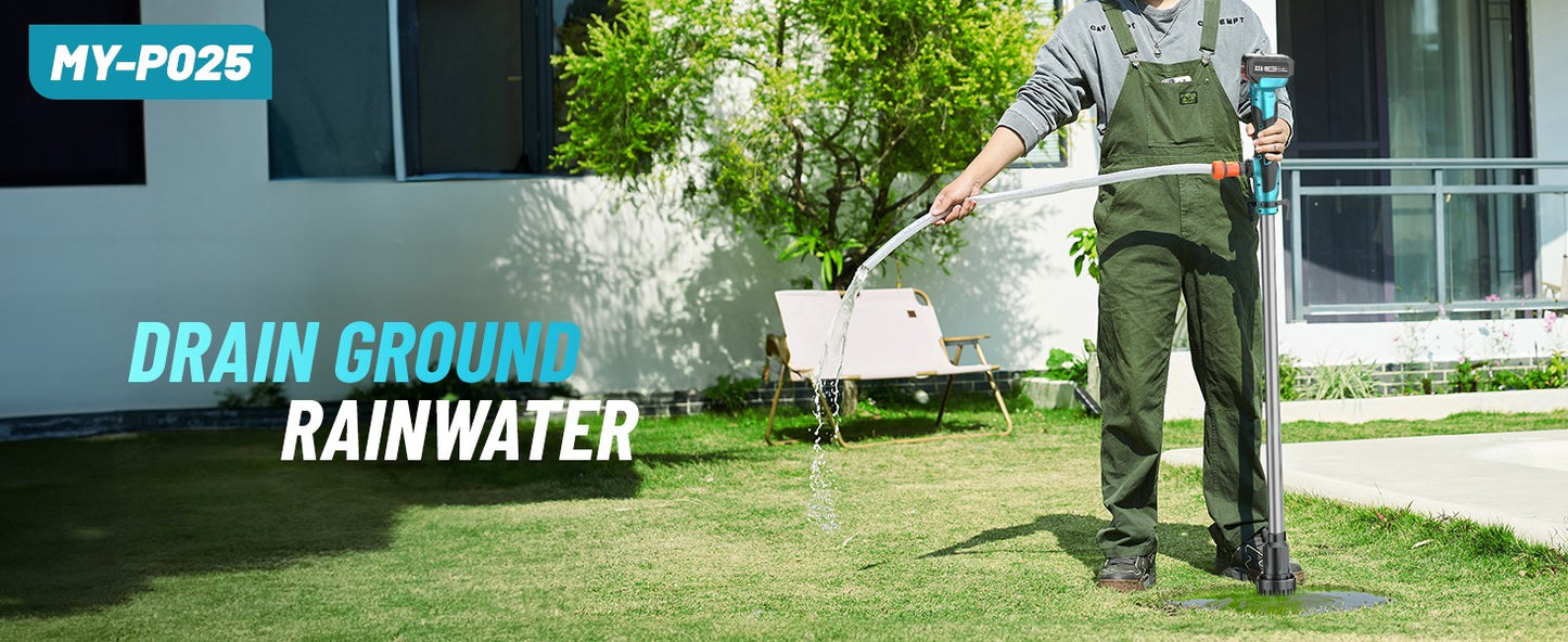 Seesii Cordless Stick Water Transfer Pump Handheld Portable Utility Sump Pump 3/4" Outlet for Pool/Garden/Pond/RV/Boat Draining