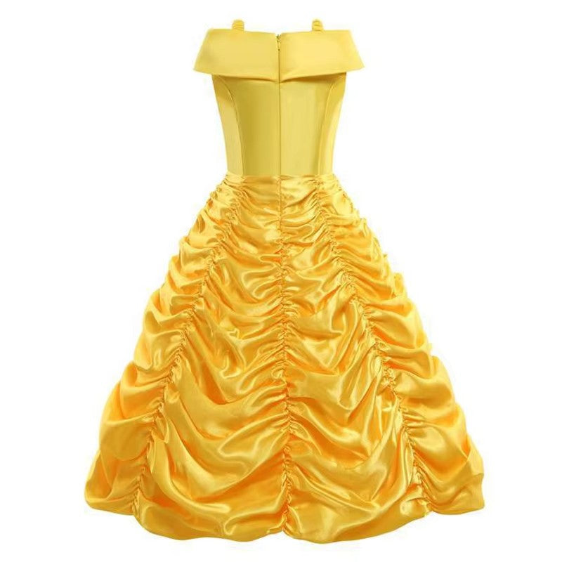 Disney Belle Princess Dress Halloween Cosplay Beauty and The Beast Costumes 2-10Y Girls Birthday Party Children Clothing Gown