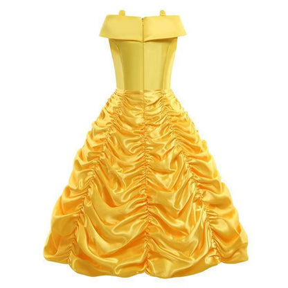Disney Belle Princess Dress Halloween Cosplay Beauty and The Beast Costumes 2-10Y Girls Birthday Party Children Clothing Gown