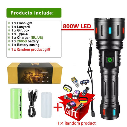 2025 New 15000mAh High Power XHP390 Flashlights 100000000LM Ultra Powerful Flashlight Rechargeable Lantern Outdoor Camping Torch