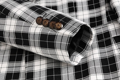 Single Breasted Plaid Suit Men's Clothing Fashion Simple Men Business Social Wedding Party Tuxedo Dress Blazers Jacket