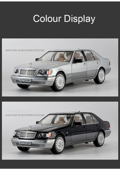 1:24 W140 300SL Toys Alloy Miniature Car Diecast Model Doors Opened Sound Light Pull Abck Rubber Tires Vehice Kid Christmas Gift