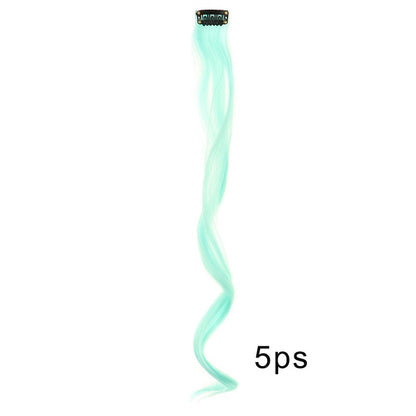 5pcs Colorful Curly Wavy Hair Extensions 18 inch Synthetic Wave Clip-In Hairpieces for Women Cosplay Christmas & New Year Gifts