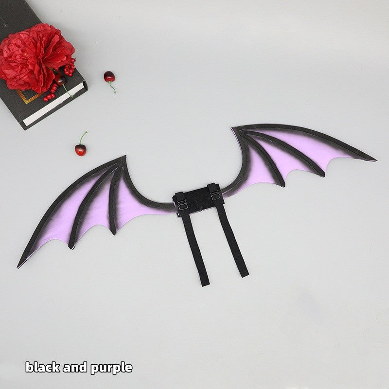 New Handmade Simulation Plush Furry Bat Ears Devil Sweetheart Halloween Bat Cosplay Pros Night Party Animals Hair Band Bat Wing