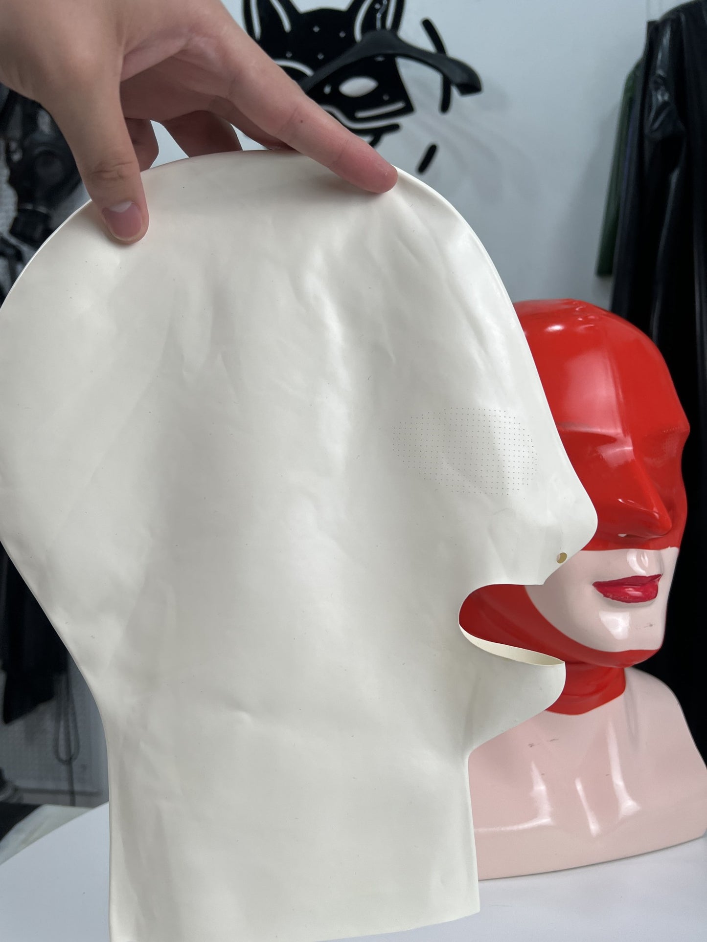 Red Microporous Rubber Stretch Hood Costume Head Mask