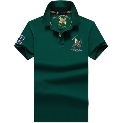 Summer Polo Shirt Men Cotton Casual Embroidery Polo T Shirt Solid Short Sleeve Lapel Button Shirt Business Fashion Designer Male