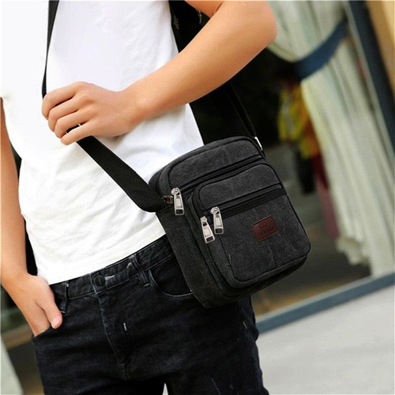 Multifunctional Men's Shoulder Bag Flap Solid Color Casual Messenger Canvas Travel Male Crossbody Bags