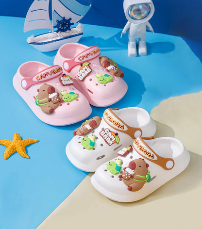 Summer Kids' Garden Clogs Shoes Boys & Girls Beach Sandal Kids Lightweight Breathable Cute Capybara Slip On Baby Slippers