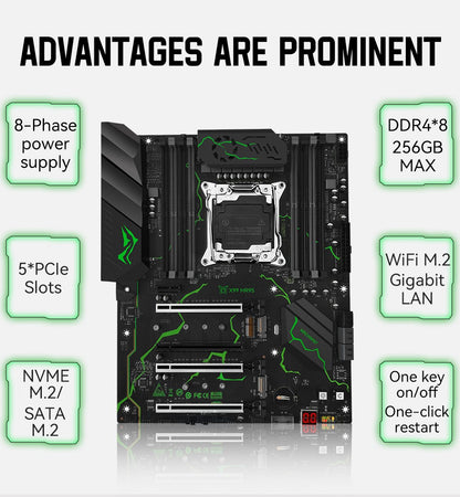 MACHINIST X99 Motherboard LGA2011-3 kit Set Intel Xeon E5 2680 V4 CPU DDR4 2*8GB RAM NVME M.2 Four channels MR9s supports TPM2.0