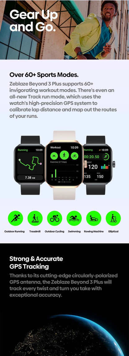 Novo Zeblaze Beyond 3 Plus GPS Smart Watch Tela AMOLED de 1,78'' Alexa Integrada Faz/Recebe Chamadas Telefone Smartwatch 3ATM