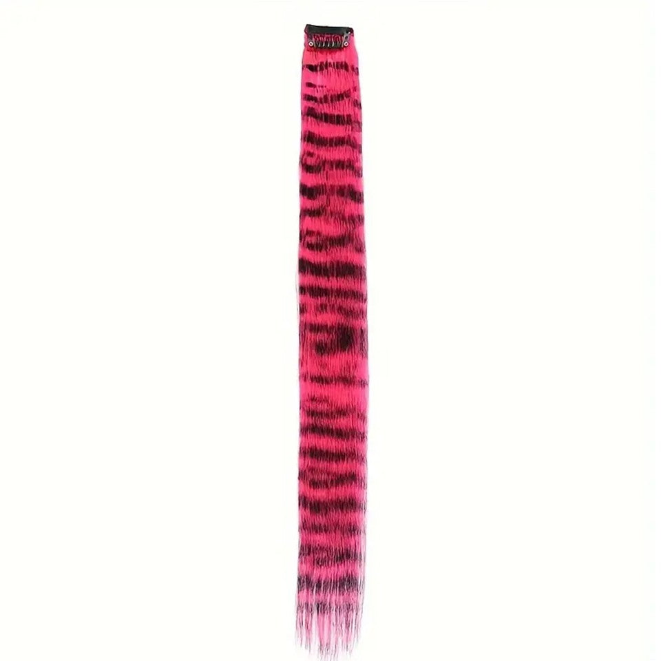 Synthetic Feather Hair Extension Colorful Fake Hair Clip In One Piece Hairpiece For Women Cosplay Party Y2K Style