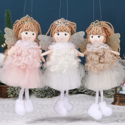 Christmas plush antlers angel girl pendant Christmas tree pendant creative doll pendant gift