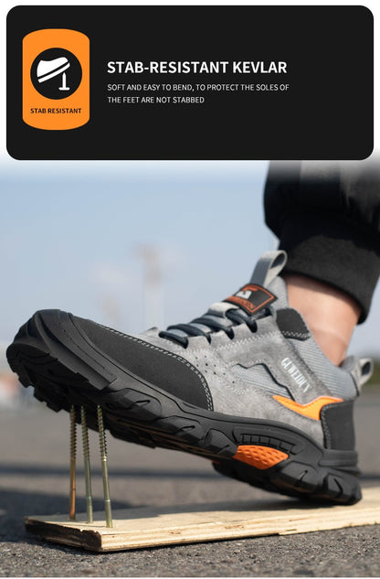 Men Safety Work Shoes Plastic Toe Safety Boots Fashion Lightweight Comfort Working Sneakers Anti-puncture Indestructible Shoes