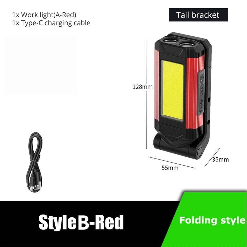 Multifunctional LED Flashlight with COB Strong Light Portable Camping Lamp Tail Magnet Waterproof Adjustable Outdoor Lantern