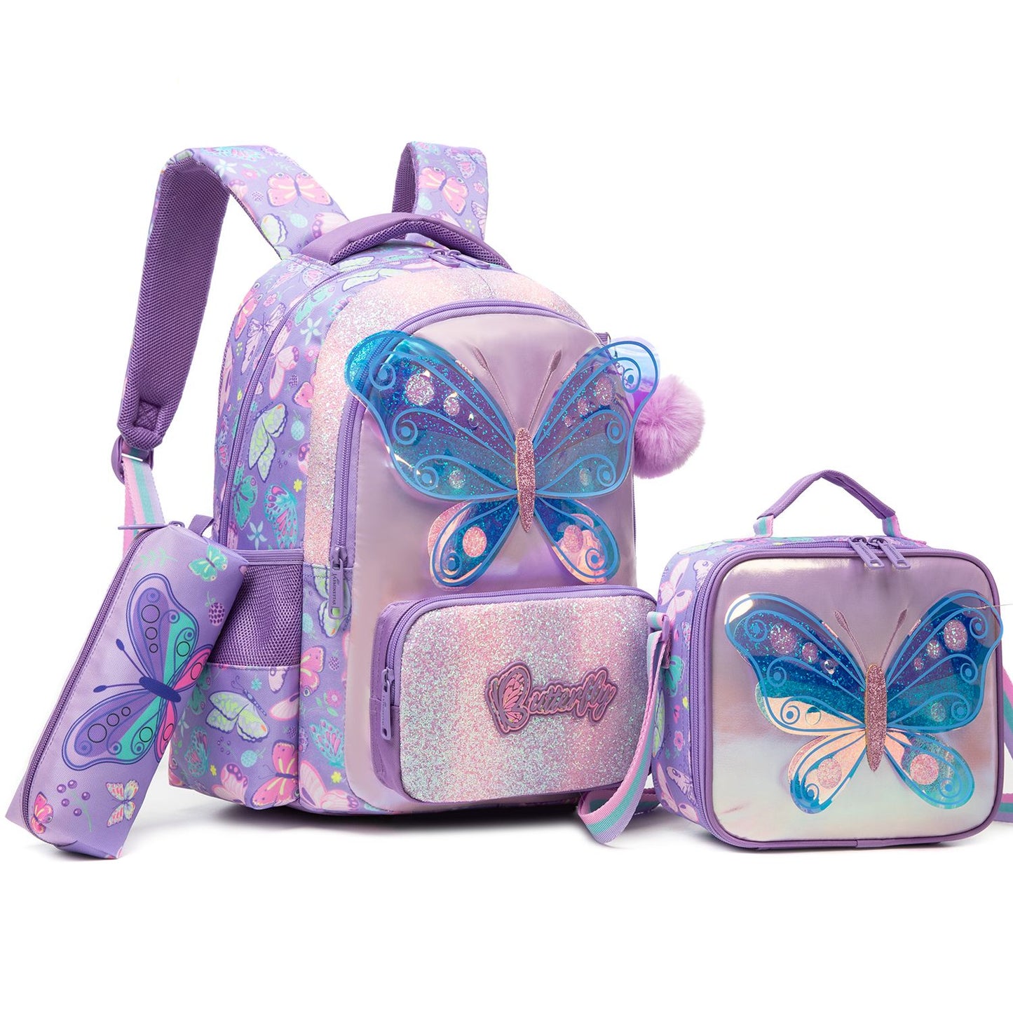 kids backpacks with Lunch Bag for girls 3pcs girls bookbag and Lunch Box Set for Elementary Middle School