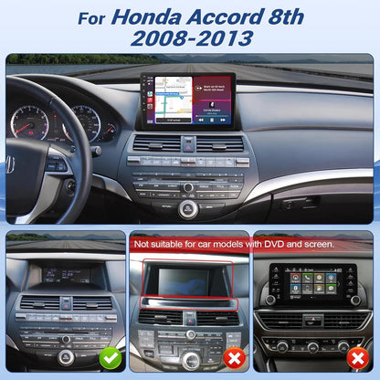 10.1 Inch Wireless Car Radio for Honda Accord 8th 2008-2013 CarPlay Android Auto Touchscreen Car Stereo with Rear Camera GPS FM
