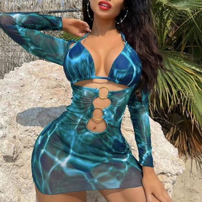 Swimwear Woman 2025 European And New 2025 Bikini Foreign Trade Swimsuit Three Piece Set Long Skirt Split Monokini ropa de mujer