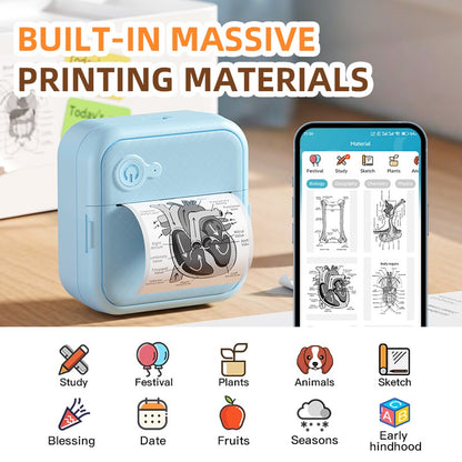 DOLEWA D8 Portable Mini Printers Wireless Bluetooth Inkless Sticker Maker Printer Tag Price Machine for Office School Kitchen