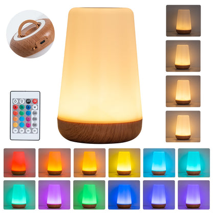 13 RGB Color Changing Portable Bedside Lamp Dimmable Remote Control USB Rechargeable Touch Night Light for Living Room Bedroom G