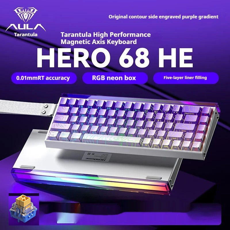 AULA Hero 68HE Magnetic Keyboard RGB Light Wired Hot Swap Esports 8K Gaming Hero68 Mechanical Keyboard Low delay PC Accessories