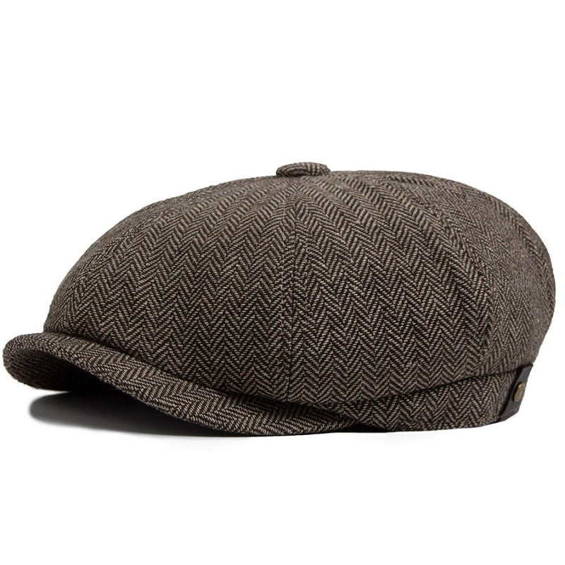 Hat Men Beret Cabbie Driving Hunting Caps Vintage Tweed Blinders Berets Flat Peaked Cap Street Hats for Men Women 55-60CM