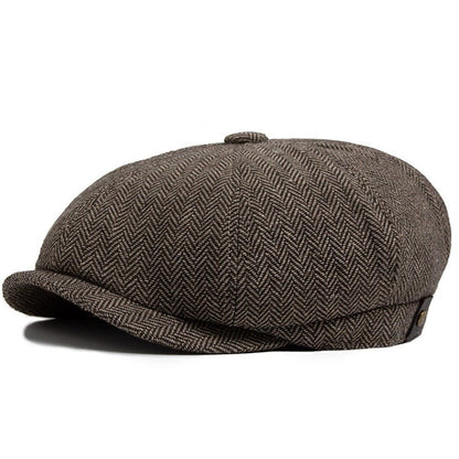 Hat Men Beret Cabbie Driving Hunting Caps Vintage Tweed Blinders Berets Flat Peaked Cap Street Hats for Men Women 55-60CM