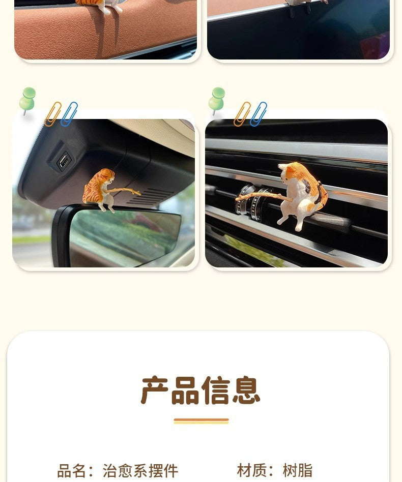Gato-pescador Decoração de Interiores de Carro Resina Fofa com Óculos de Tubo Pingente para Retrovisor de Carro Saída de Ar para Acessórios de Carro