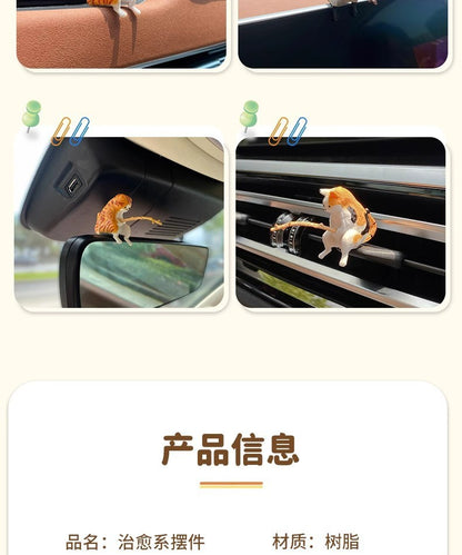 Gato-pescador Decoração de Interiores de Carro Resina Fofa com Óculos de Tubo Pingente para Retrovisor de Carro Saída de Ar para Acessórios de Carro