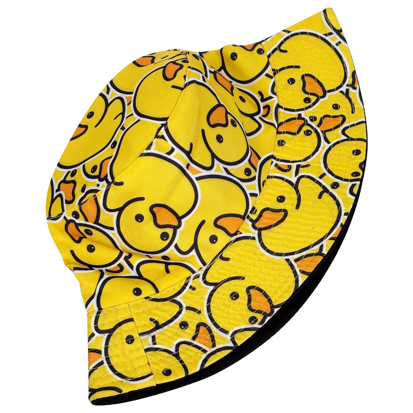 Fashionable Full-Print Duck Casual Bucket Hat, Cartoon Print Pattern Hat, Reversible Foldable Lightweight Design Flat-Top Hat, Unisex Casual Sun Hat, Suitable for Beach Vacations and Outdoor Leisure Activities