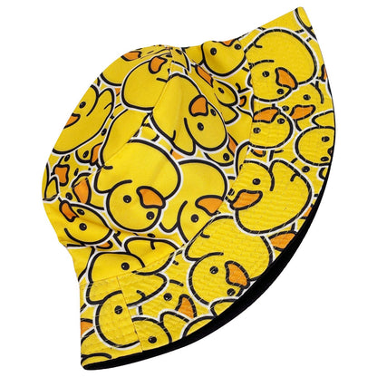 Fashionable Full-Print Duck Casual Bucket Hat, Cartoon Print Pattern Hat, Reversible Foldable Lightweight Design Flat-Top Hat, Unisex Casual Sun Hat, Suitable for Beach Vacations and Outdoor Leisure Activities