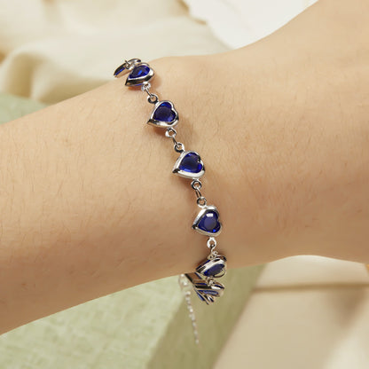 Pulseiras elegantes de corrente de metal com zircônia e cristal vermelho para mulheres, pulseiras coloridas de coração, joias de pulso, presente para festas de casamento e meninas
