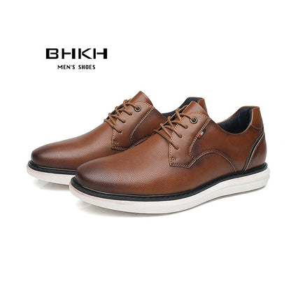 BHKH 2025 Genuine Leather Dress Shoes Comfy Men Casual Shoes Smart Business Work Office Lace-up Men Shoes