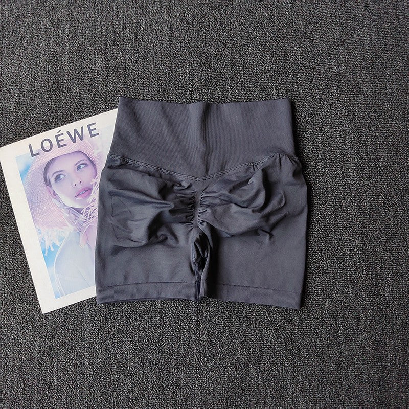 Yoga Shorts Peach Hot Girls Three-Cross Pants High Waist Knitted Pressure Running Sport Elastic Belly Lifting Butt Tight Pants