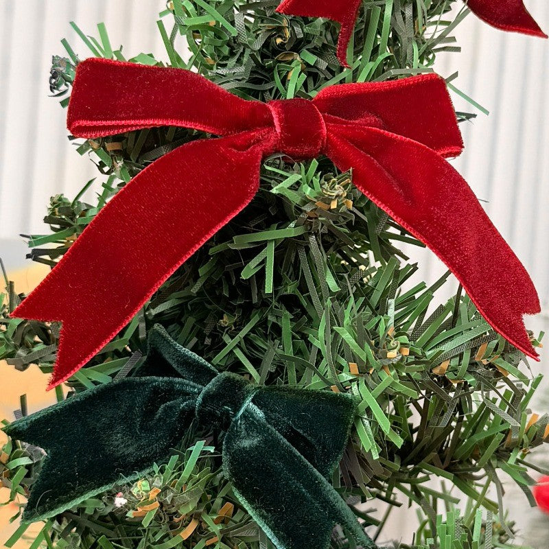 10/100x Red Christmas Bow Velvet Christmas Wreath Bow Christmas Tree Topper Bows Garland Hanging Ornaments DIY Craft Party Gifts