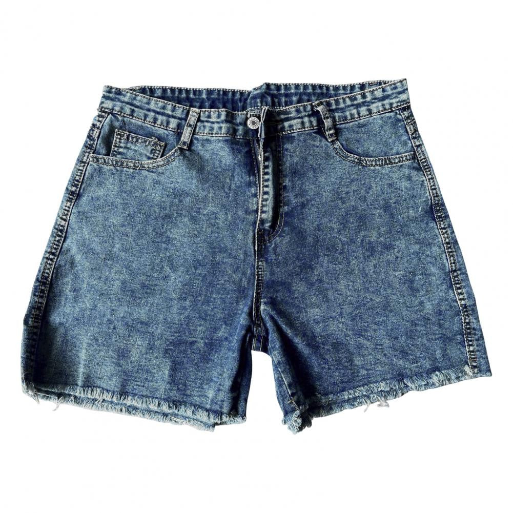 2025 Retro Distressed Ripped Edge Women Shorts High Waist Washed Butt-lifted Slim Fit Side Pockets Casual Club Party Short Pants