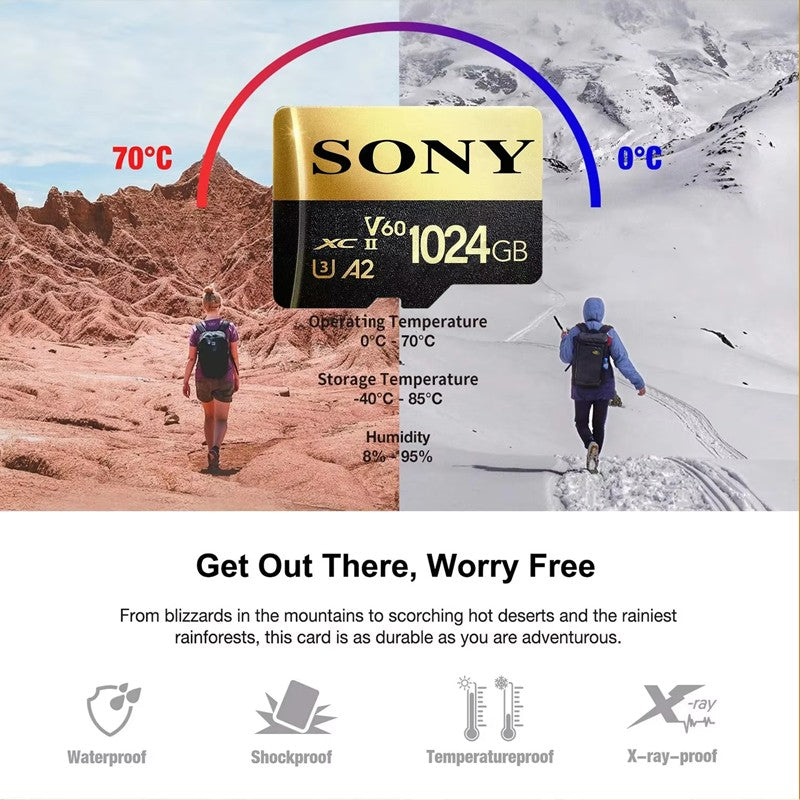 Cartão de Memória SONY TF 1TB Alta Velocidade Micro SD Card 1024GB 128GB 256GB 512GB A2 U3 V30 Cartões Flash SD TF Para Celular Xiaomi Computador