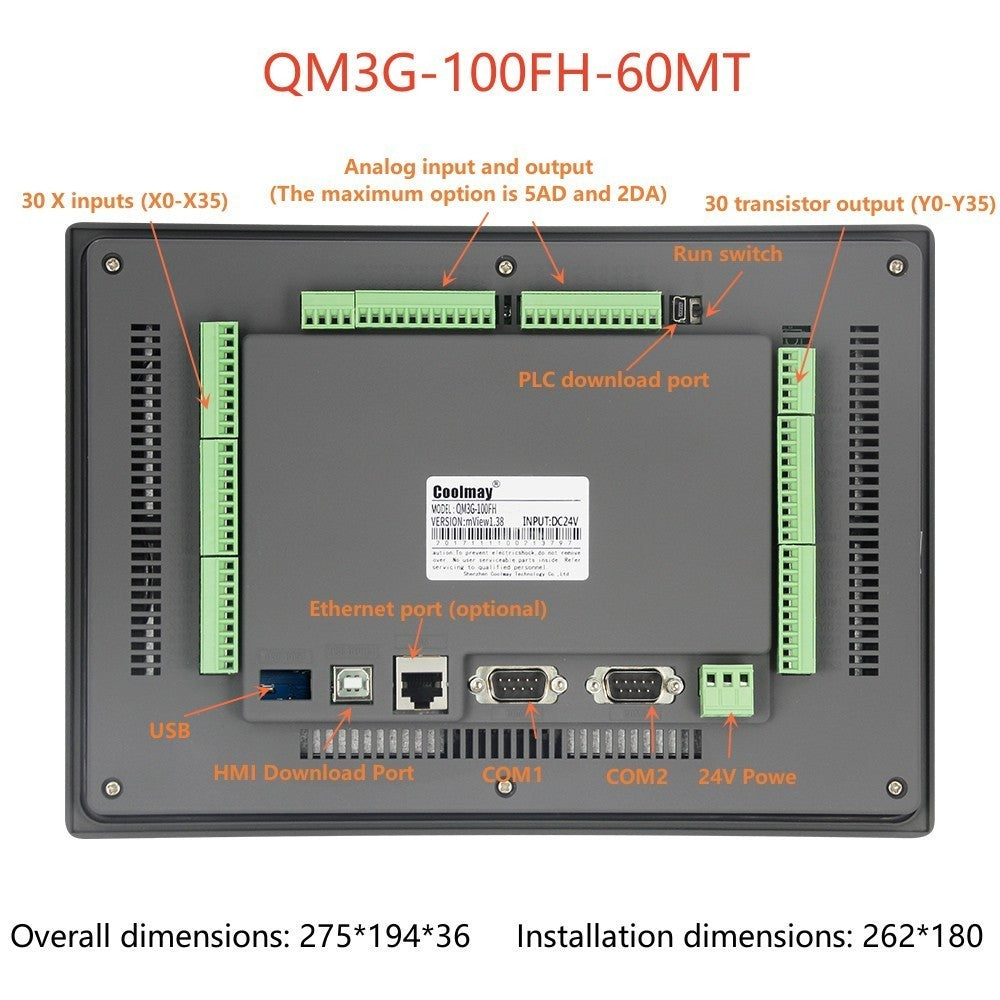 IHM CLP Integrado Tudo-em-Um Coolmay Série QM3G Suporta Personalização Analógica e Ethernet Modelos Disponíveis de 4.3''/5''/7''/10''