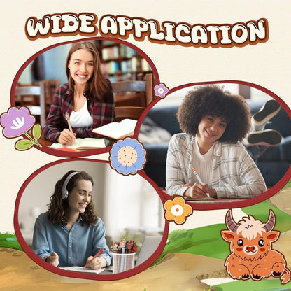 10 Pcs Cute Highland Cow Printed Pens Highland Cow Pen Set School Home Office Stationery Valentine Gift Accessories