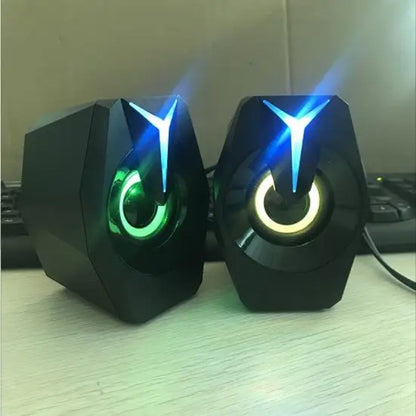 Caixa de Som Mini USB Preta com Fio para Jogos e Música 2.0 para Desktop Laptop PC
