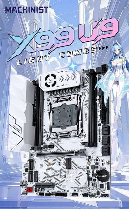 MACHINIST X99 U9 Motherboard C612 chip Support DDR4 RAM Four channels LGA2011-3 CPU With TPM and M.2 slot White Armored USB3.0